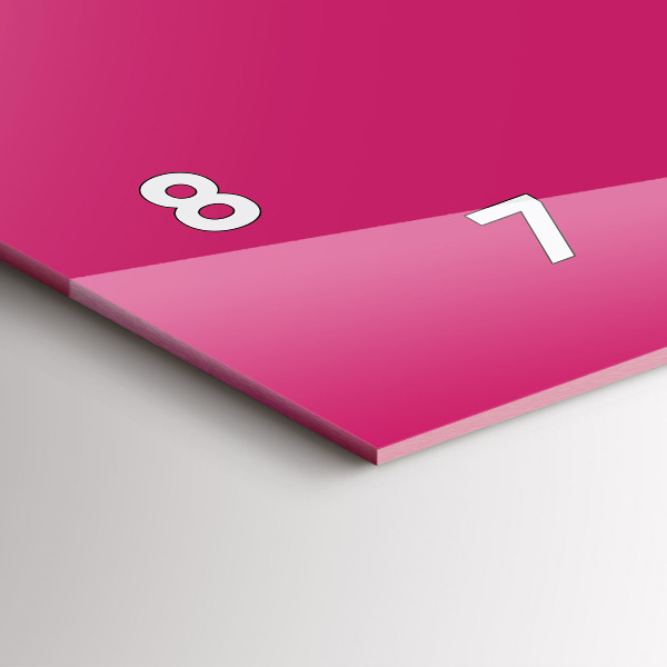 Glass wall clock rectangular Color strong pink