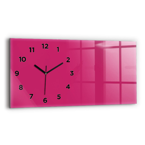 Glass wall clock rectangular Color strong pink