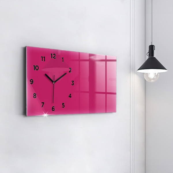 Glass wall clock rectangular Color strong pink