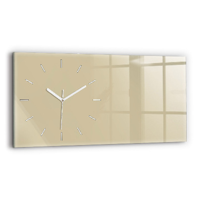 Glass wall clock rectangular Beige color