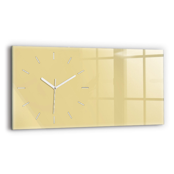 Glass wall clock rectangular Cream color