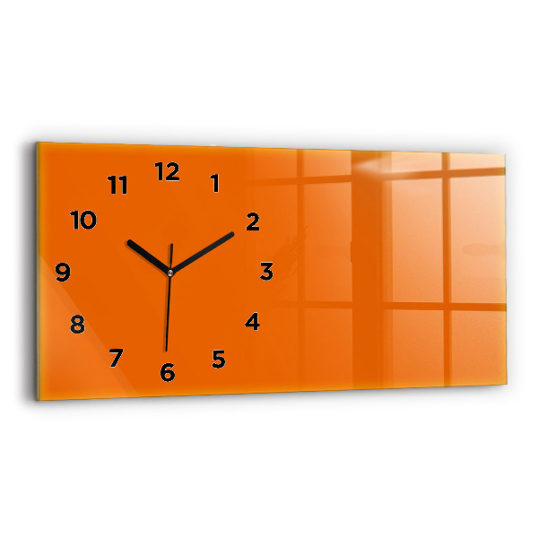 Glass wall clock rectangular Orange color