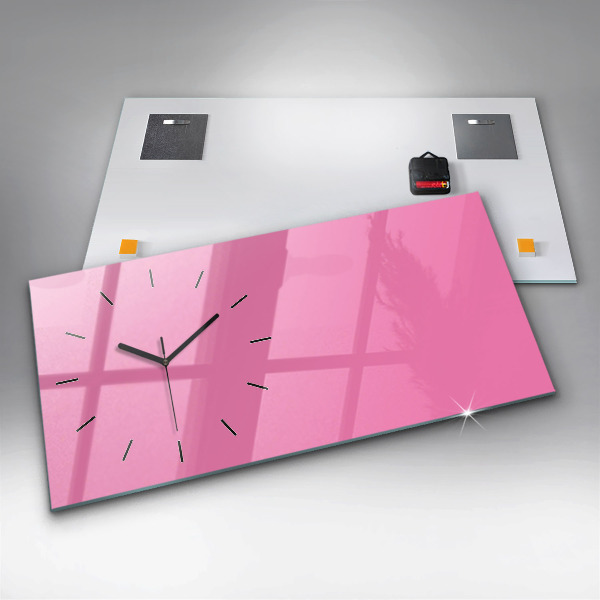 Glass wall clock rectangular Color pink