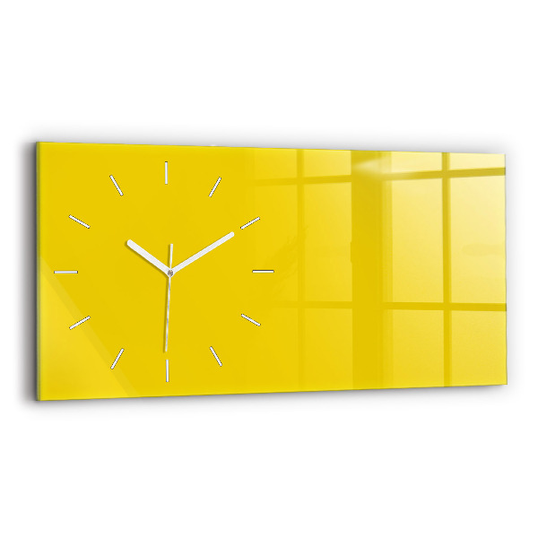 Glass wall clock rectangular Light yellow color