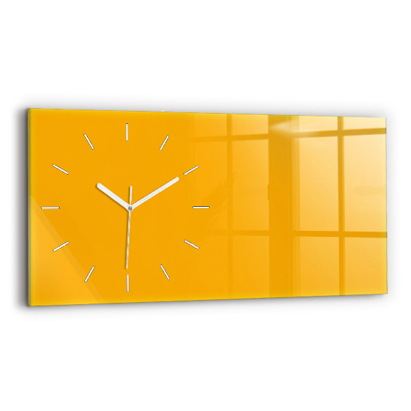 Glass wall clock rectangular Color golden yellow