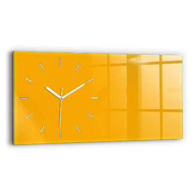 Glass wall clock rectangular Color golden yellow