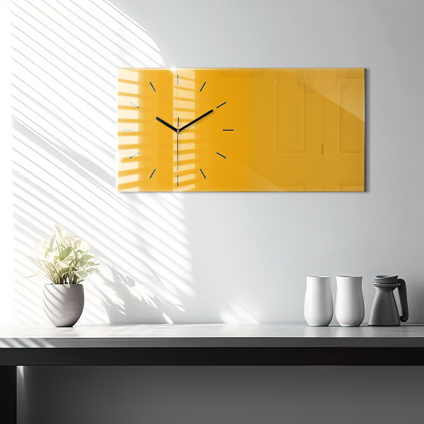 Glass wall clock rectangular Color golden yellow