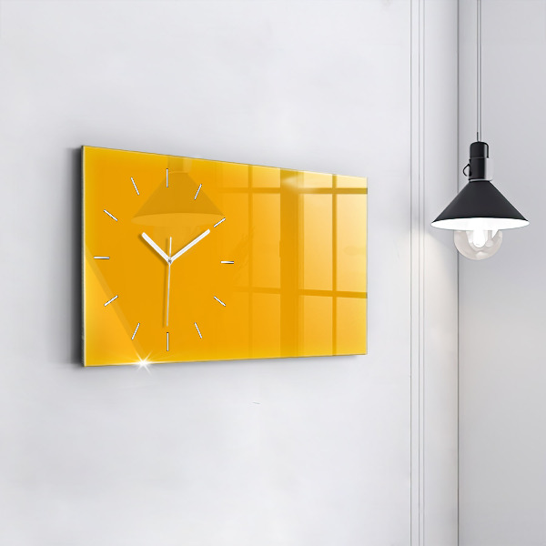 Glass wall clock rectangular Color golden yellow