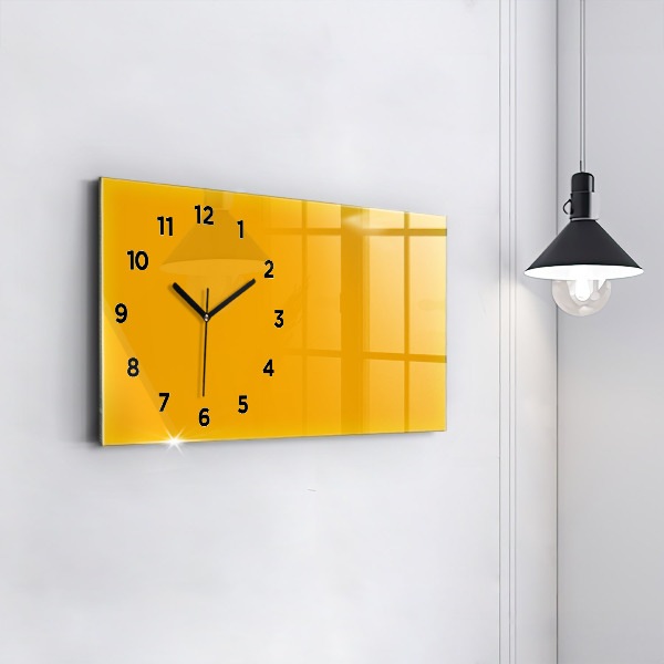 Glass wall clock rectangular Color golden yellow