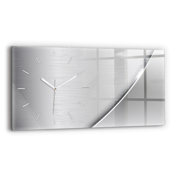 Glass wall clock rectangular Silver pattern