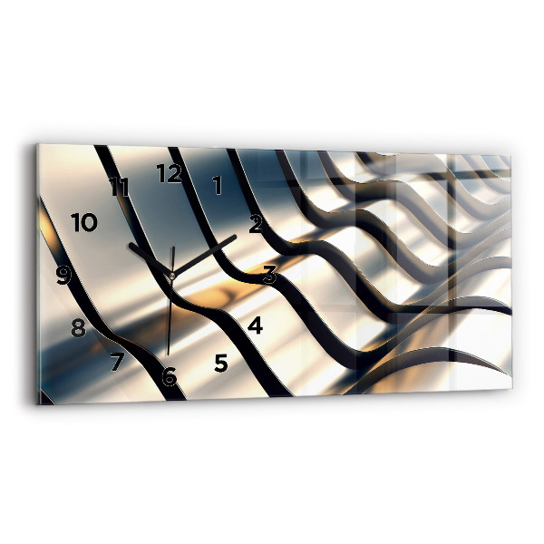 Glass wall clock rectangular Silver pattern