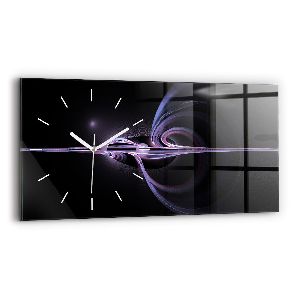 Glass wall clock rectangular Purple abstraction