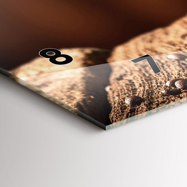 Glass wall clock rectangular A cup of coffee