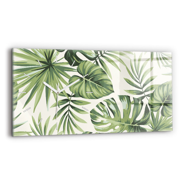 Glass wall clock rectangular Tropical pattern