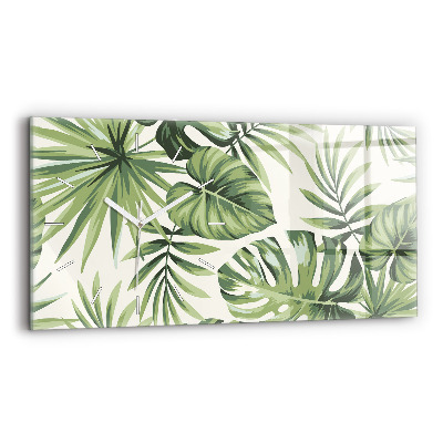 Glass wall clock rectangular Tropical pattern