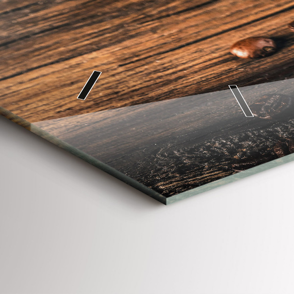 Glass wall clock rectangular Cup and coffee beans