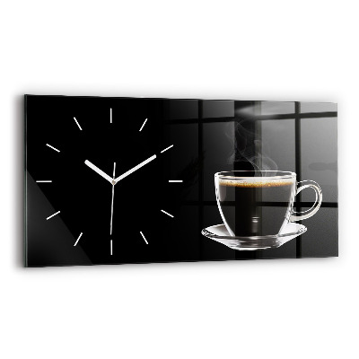 Glass wall clock rectangular Black coffee