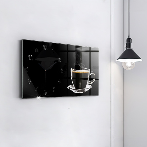 Glass wall clock rectangular Black coffee