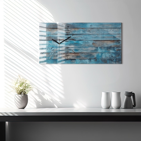 Glass wall clock rectangular Blue boards