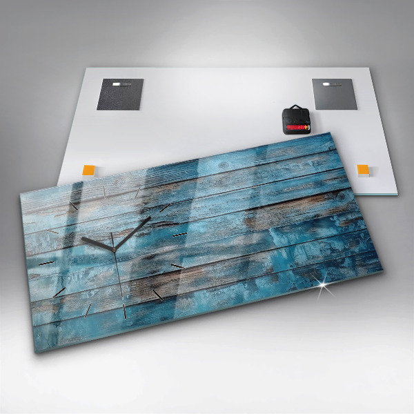 Glass wall clock rectangular Blue boards