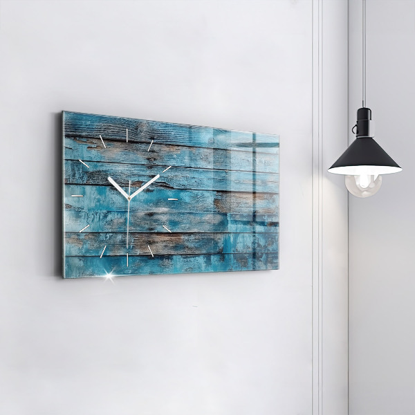 Glass wall clock rectangular Blue boards