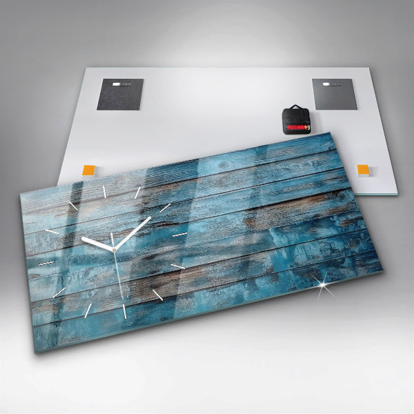 Glass wall clock rectangular Blue boards
