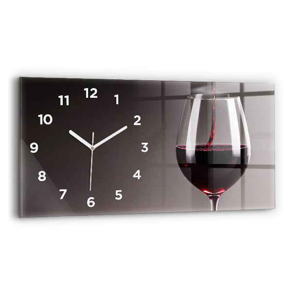 Glass wall clock rectangular A glass of red wine