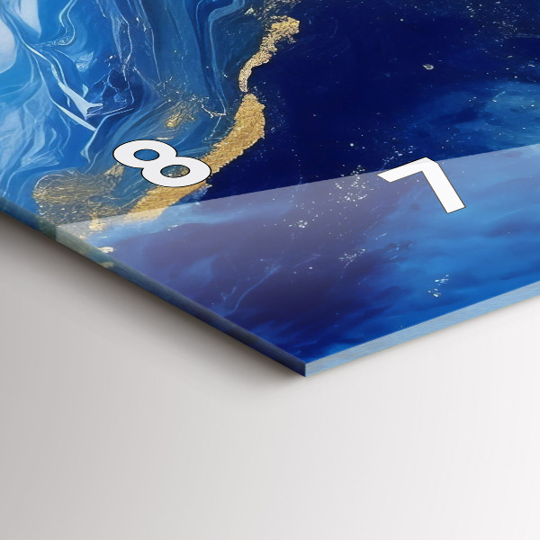 Glass wall clock rectangular Blue marble