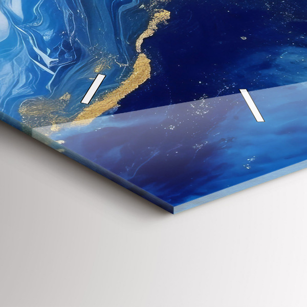 Glass wall clock rectangular Blue marble