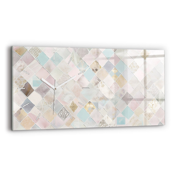 Glass wall clock rectangular Colored tiles