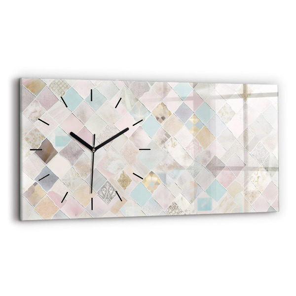 Glass wall clock rectangular Colored tiles