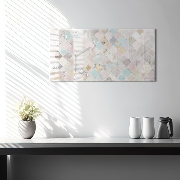 Glass wall clock rectangular Colored tiles