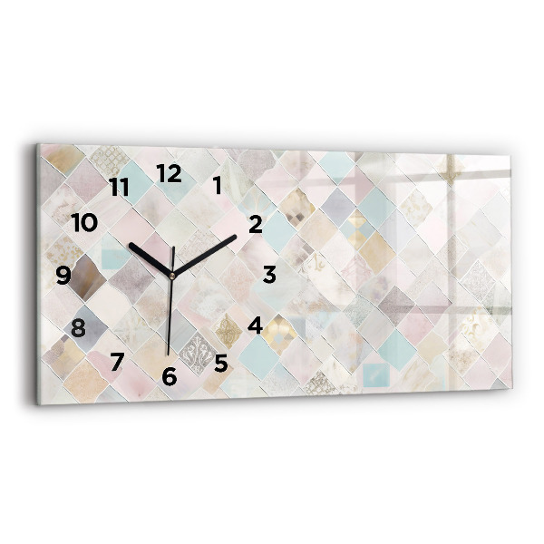 Glass wall clock rectangular Colored tiles