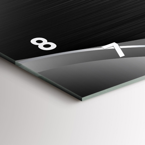Glass wall clock rectangular Black and silver lines