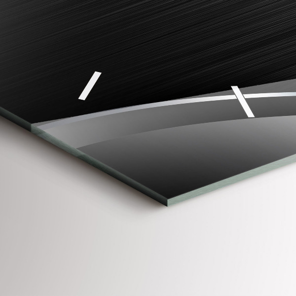 Glass wall clock rectangular Black and silver lines