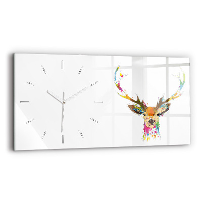 Glass wall clock rectangular Colorful deer head