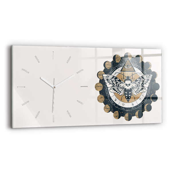 Glass wall clock rectangular Moon Phases and the Eye