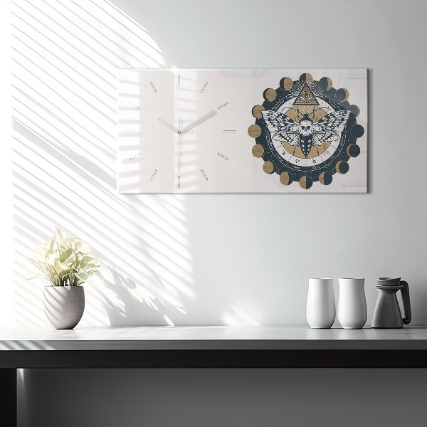 Glass wall clock rectangular Moon Phases and the Eye