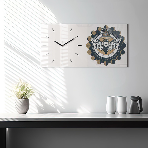 Glass wall clock rectangular Moon Phases and the Eye