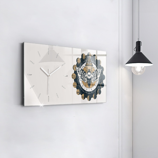 Glass wall clock rectangular Moon Phases and the Eye