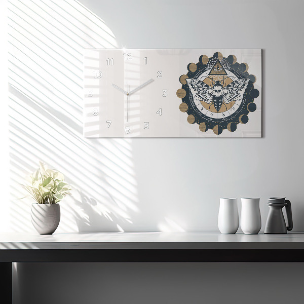 Glass wall clock rectangular Moon Phases and the Eye
