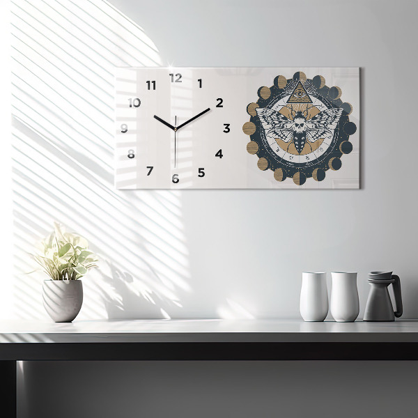 Glass wall clock rectangular Moon Phases and the Eye