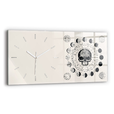 Glass wall clock rectangular Moon phases