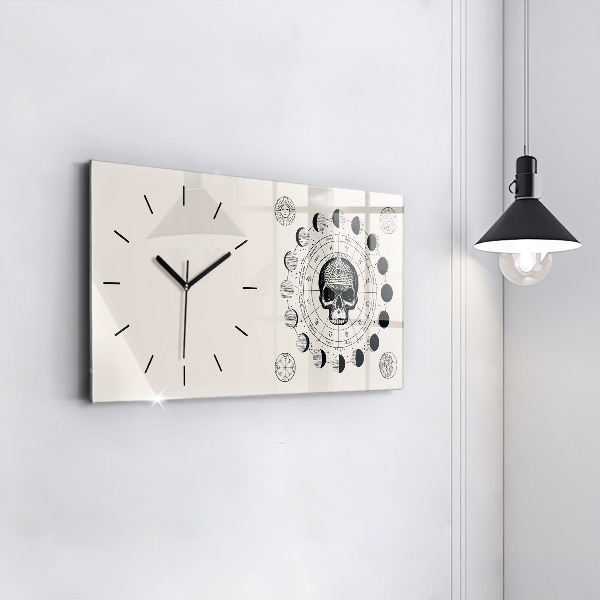 Glass wall clock rectangular Moon phases