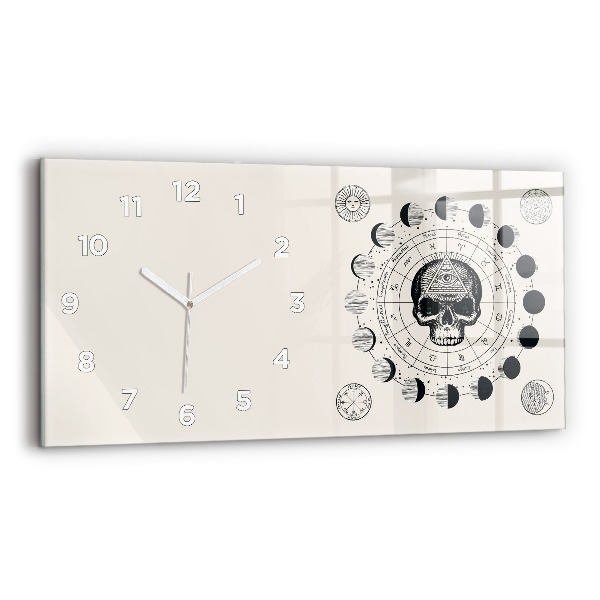 Glass wall clock rectangular Moon phases
