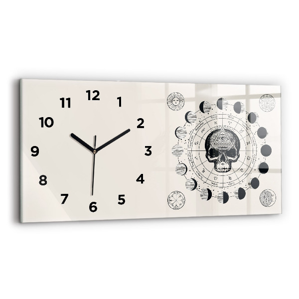 Glass wall clock rectangular Moon phases