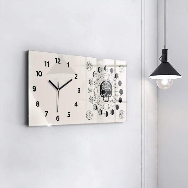Glass wall clock rectangular Moon phases