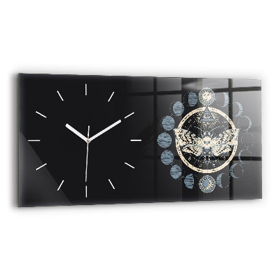 Glass wall clock rectangular Moon phases