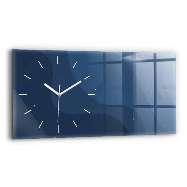 Glass wall clock rectangular Blue waves