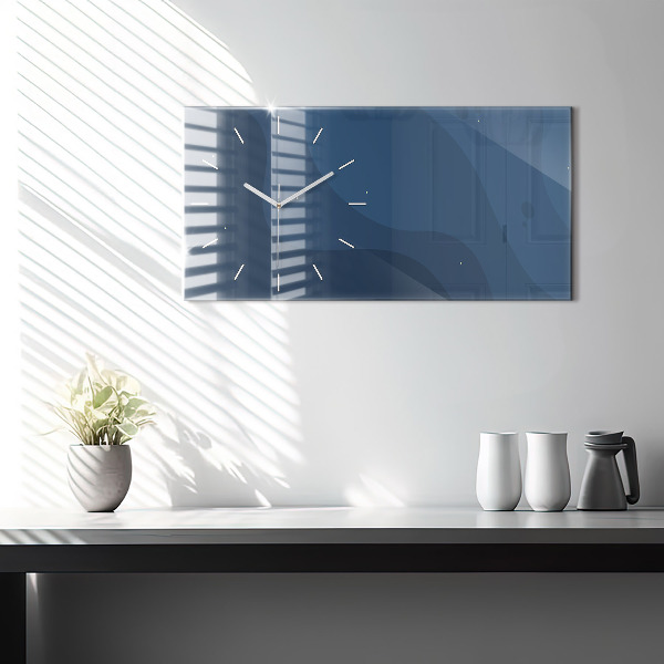Glass wall clock rectangular Blue waves